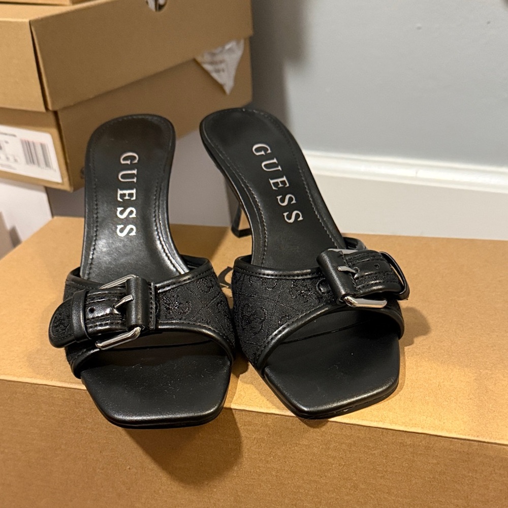 Guess Black Buckle Heels for Women